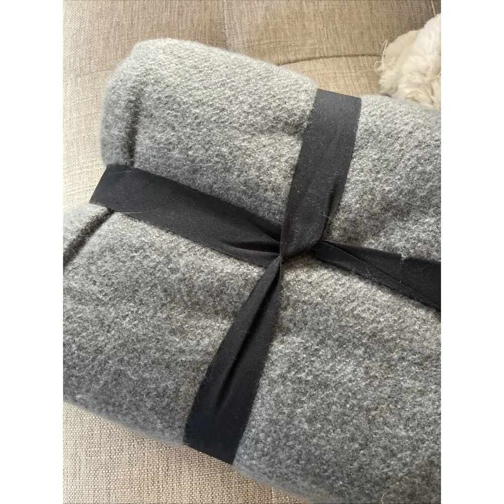 NEW West Elm Brushed Woven Throw Charcoal Gray 50